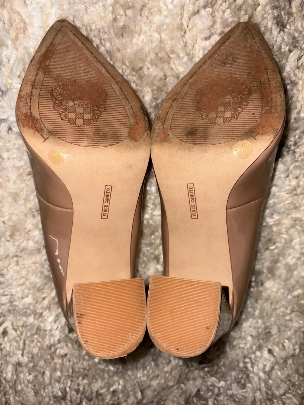 Vince Camuto Tan Beige Nude Patent Pointed-Toe Pumps